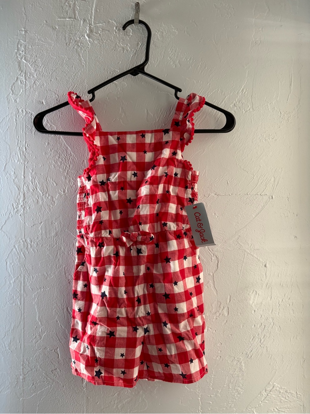 Cat & Jack Red Gingham Romper - Star Detail